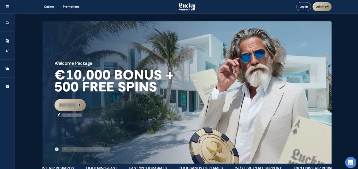 Mit einer Bewertung von 4,7/5 gehört LuckyMeister zu den lukrativsten Adressen für Spieler, die ein online casino mit besonders hohem Startbudget suchen. Das gewaltige Willkommenspaket von 375 % bis zu 10.000 € + 500 Freispiele verteilt sich ideal über die ersten vier Einzahlungen und sorgt von Anfang an für ausgedehnte Sessions.